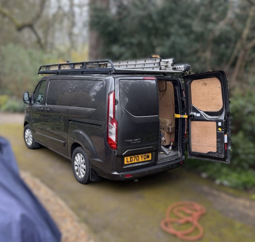 Plumber van on job in Epsom providing emergency plumbing services